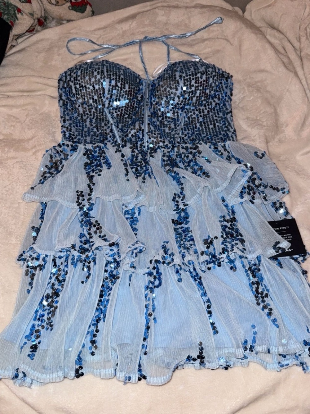 Lulus light blue sequin dress